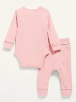 Grow-With-Me Rib-Knit Bodysuit & Leggings Set for Baby
