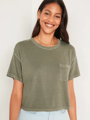 Oversized Garment-Dyed Cropped T-Shirt
