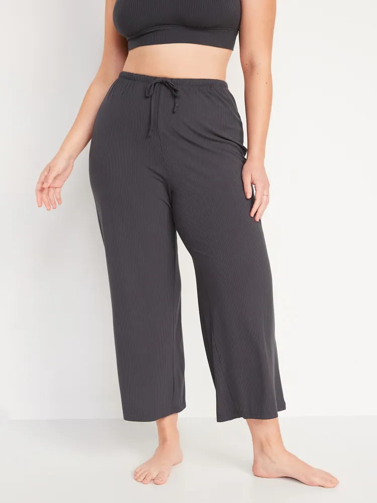 High-Waisted Rib-Knit Split Flare Lounge Pants for Women
