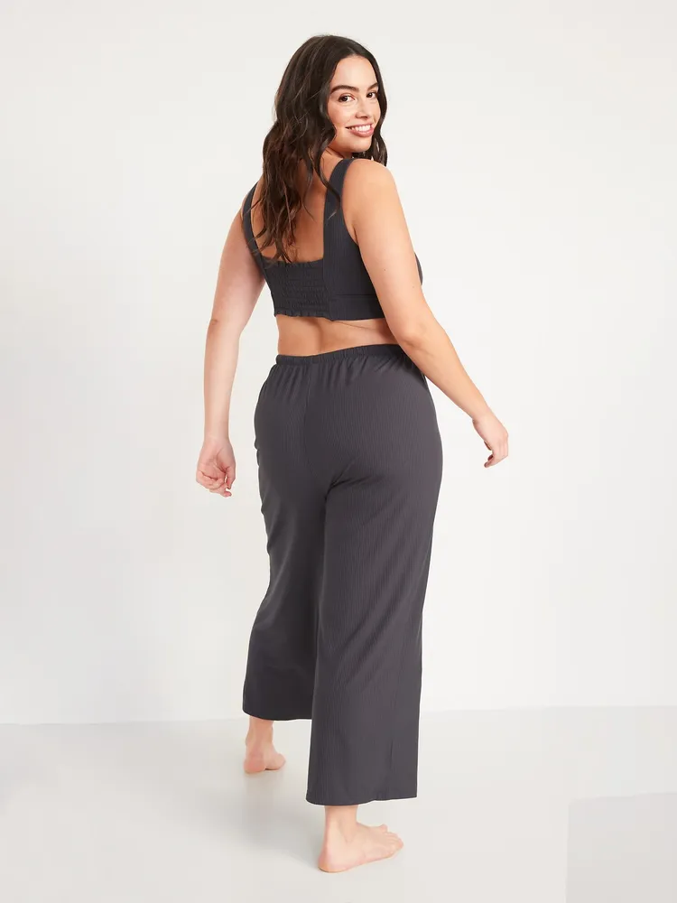 Plus Size Wide Leg Trousers, High Waist & Cropped