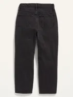 High-Waisted Slouchy Straight Black-Wash Jeans for Girls