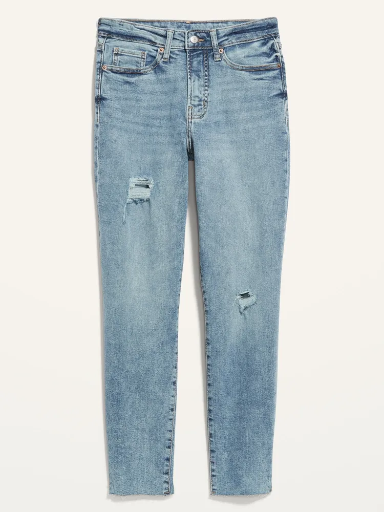 Old Navy High-Waisted OG Straight Ripped Cut-Off Ankle Jeans for Women