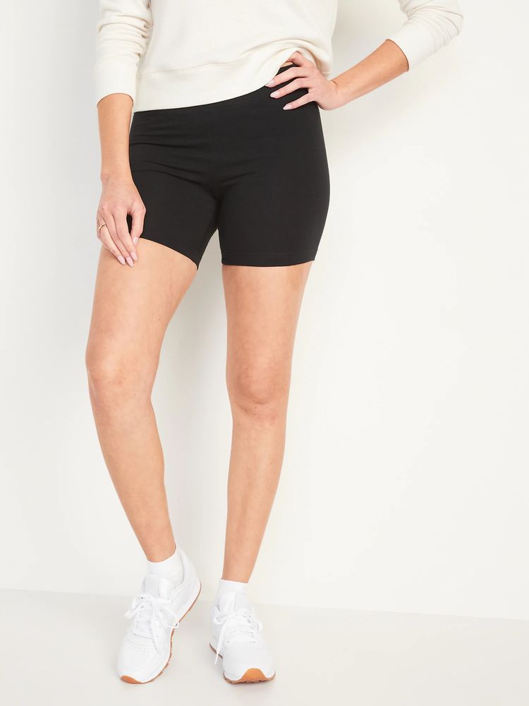 High-Waisted Jersey Biker Shorts -- 6-inch inseam