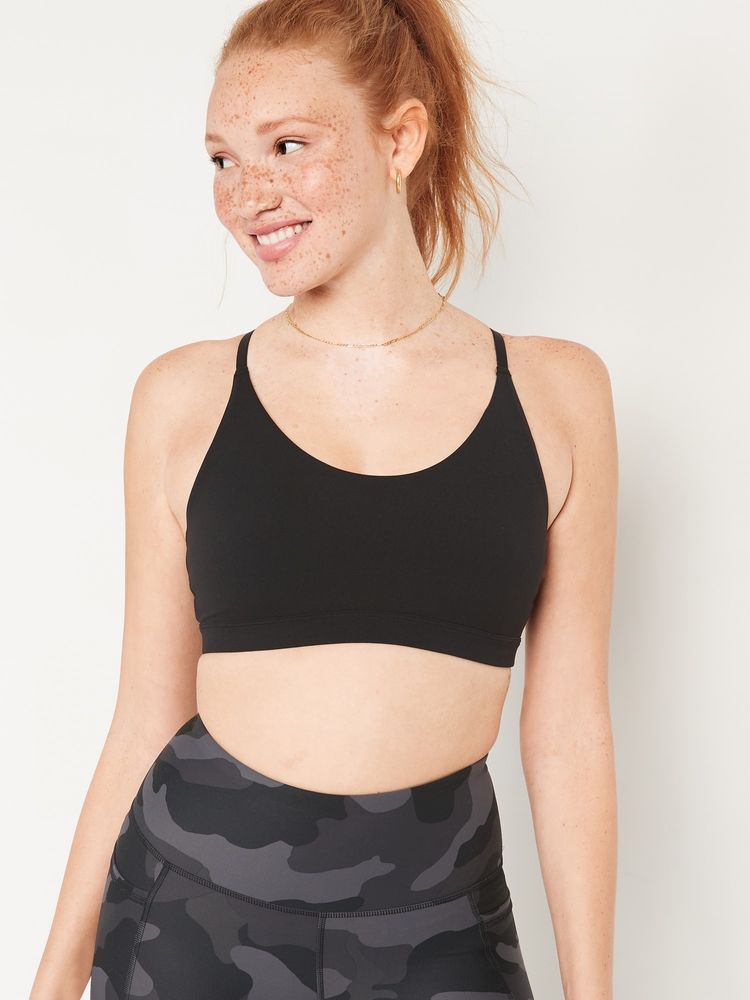 Old Navy Light Support PowerSoft Ribbed Longline Sports Bra for Women