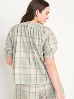 Ruffle-Trim Pajama Top