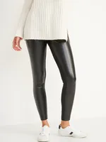 High-Waisted Faux-Leather Front-Panel Leggings