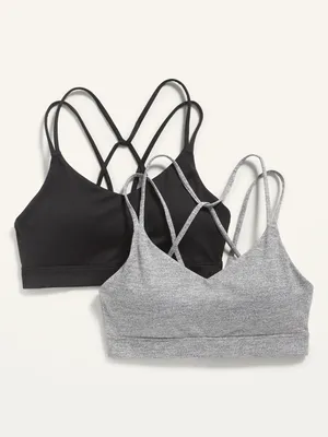 Light Support Strappy V-Neck Sports Bra 2-Pack for Women