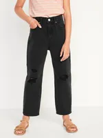 High-Waisted Slouchy Straight Black-Wash Jeans for Girls