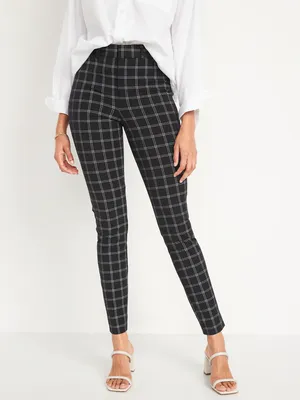 High-Waisted Windowpane-Plaid Pixie Skinny Ankle Pants for Women