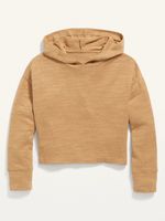 Slub-Knit Cropped Pullover Hoodie for Girls