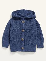 Hooded Button-Front Knit Cardigan for Baby