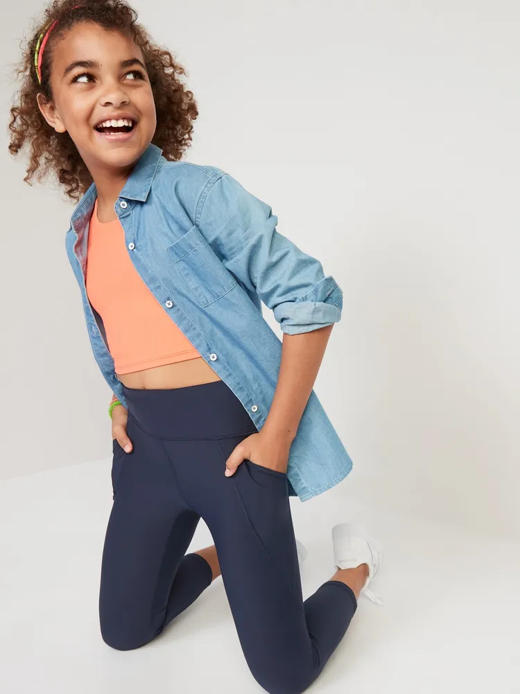 Old Navy High-Waisted PowerSoft Side-Pocket Crop Leggings for Girls