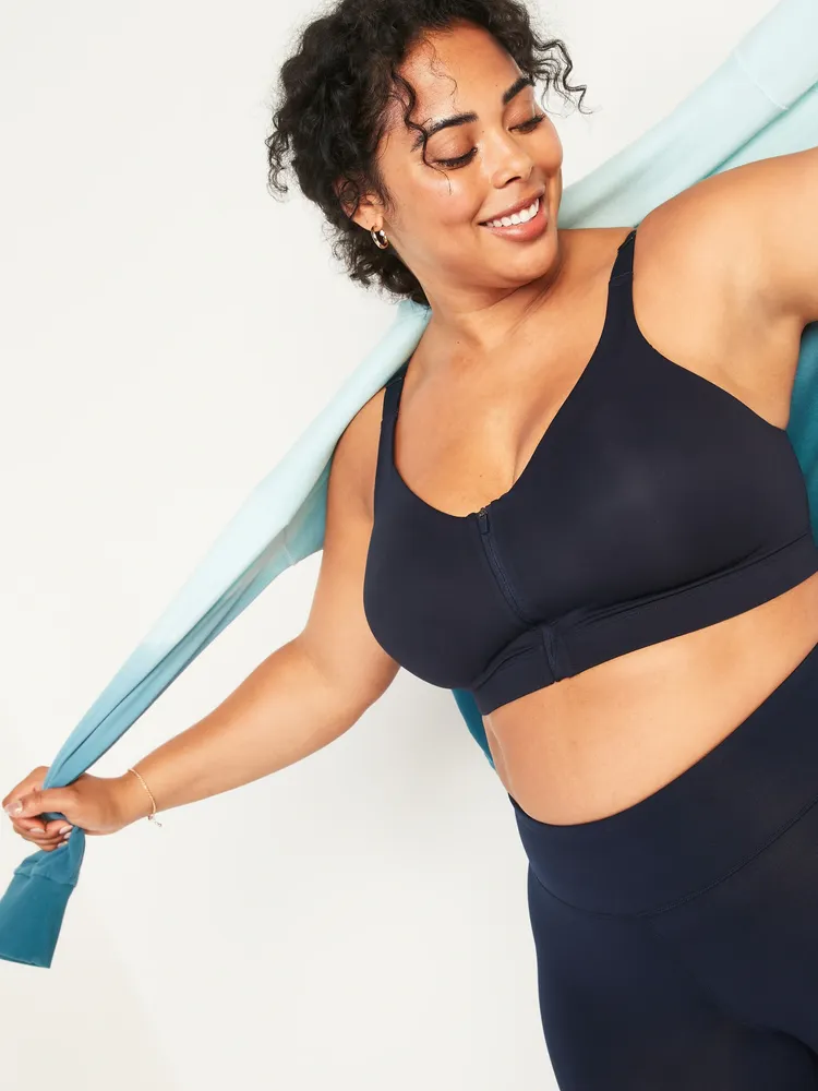 Old Navy High-Support PowerSoft Zip-Front Sports Bra for Women 38DDD-48D