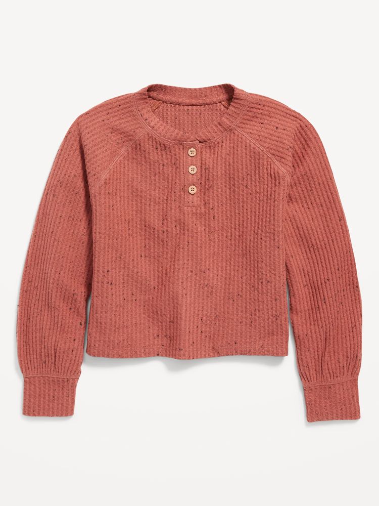 Old Navy Thermal-Knit Cropped Henley T-Shirt for Girls