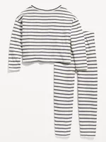 Long-Sleeve Thermal-Knit Henley Pajama Set for Girls