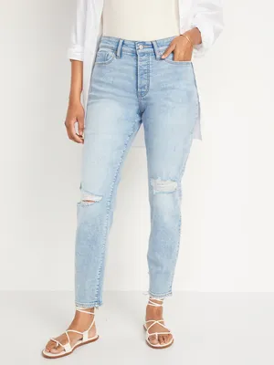 High-Waisted Button-Fly OG Straight Extra-Stretch Ankle Jeans for Women