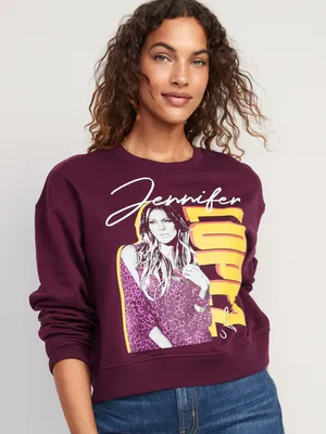 Oversized Licensed Rock Star Cropped Sweatshirt for Women