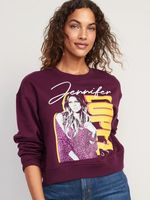 Oversized Licensed Rock Star Cropped Sweatshirt