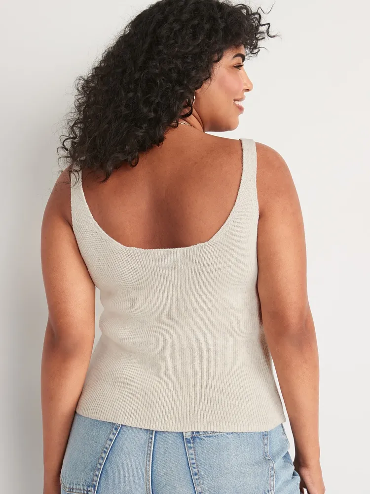 V-Neck Rib-Knit Sweater Tank Top for Women