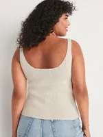 V-Neck Rib-Knit Sweater Tank Top for Women