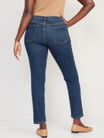 Mid-Rise Power Slim Straight Ripped Jeans for Women