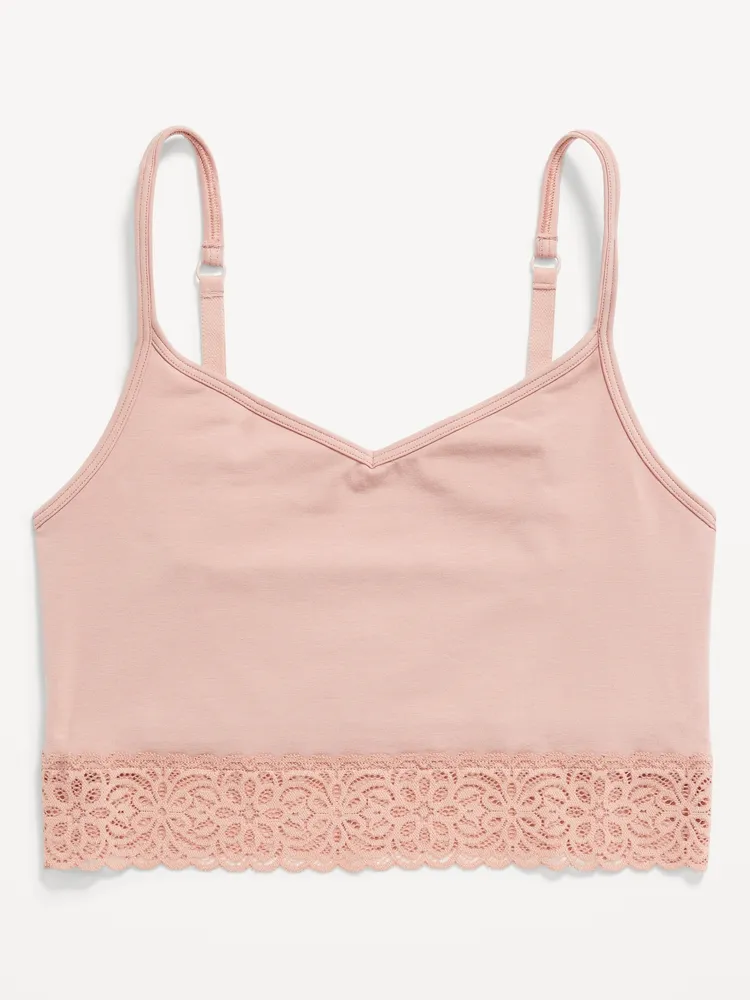 Supima® Cotton-Blend Lace-Trim Cami Bra