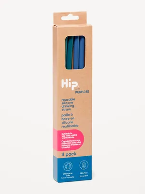 Hip® Reusable Silicone Drinking Straws 4-Pack