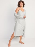 Maternity Sunday Sleep Rib-Knit Robe & Nursing Nightgown Set