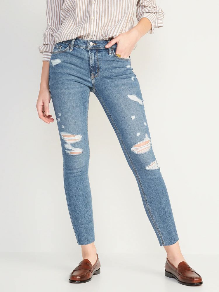 Old Navy Mid-Rise Rockstar Super Skinny Ripped Cut-Off Jeans for