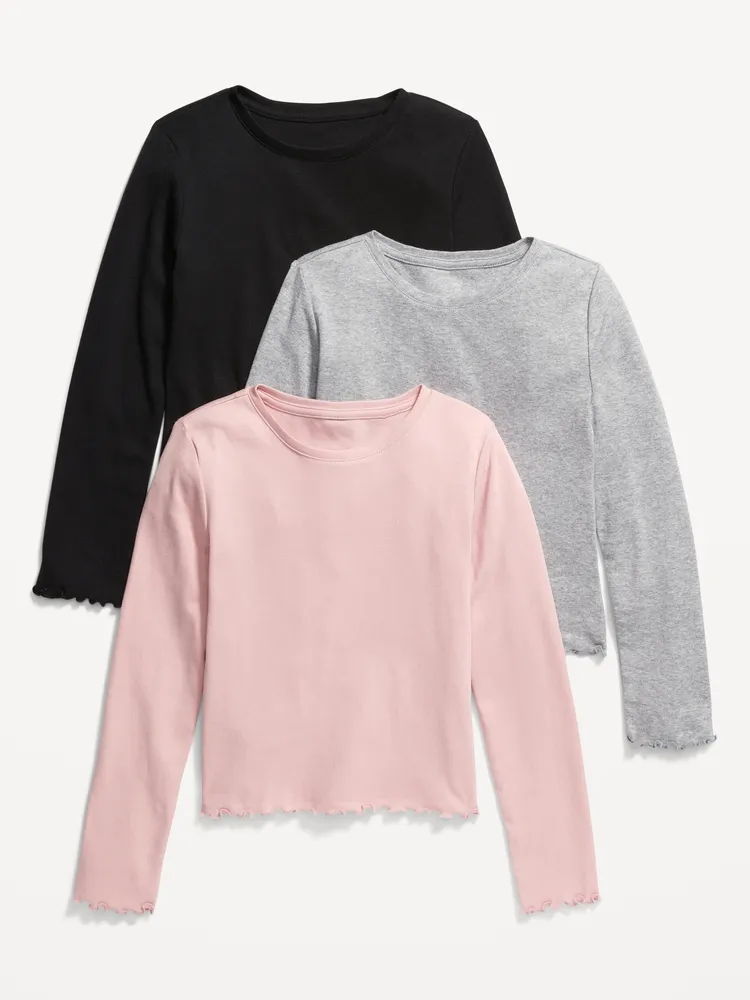 Old Navy Lettuce-Edge Long-Sleeve T-Shirt 3-Pack for Girls