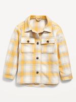 Oversized Soft-Brushed Plaid Tunic Shacket for Girls