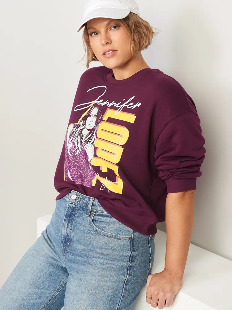 Oversized Licensed Rock Star Cropped Sweatshirt