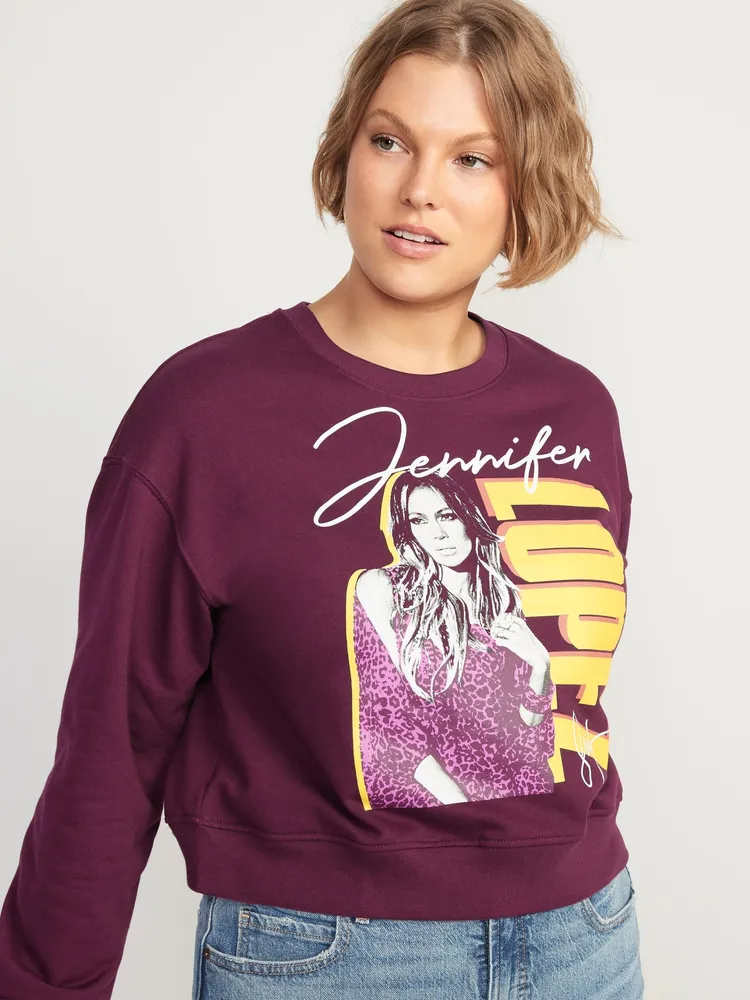 Oversized Licensed Rock Star Cropped Sweatshirt