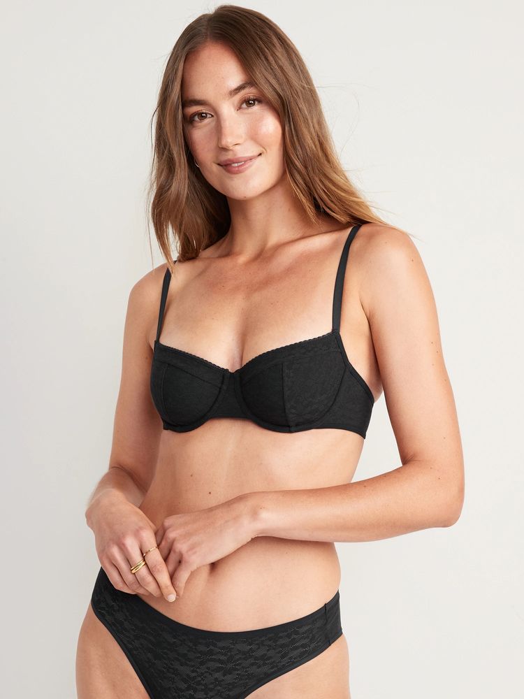 Mesh Underwire Balconette Bra