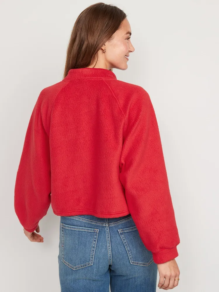 Oversized Sherpa Half-Zip Sweatshirt for Women