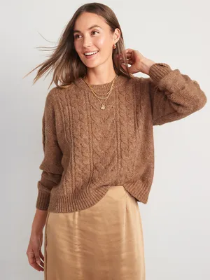 Heathered Cable-Knit Sweater for Women
