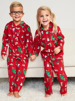 Loose-Fit Matching Print Pajama Set for Toddler & Baby
