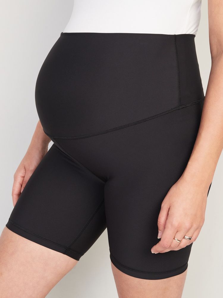 Maternity Full Panel PowerSoft Biker Shorts -- 8-inch inseam