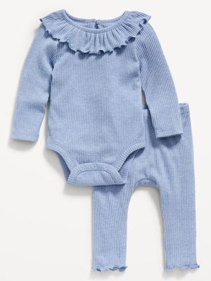 ribbed ruffle trim bodysuit