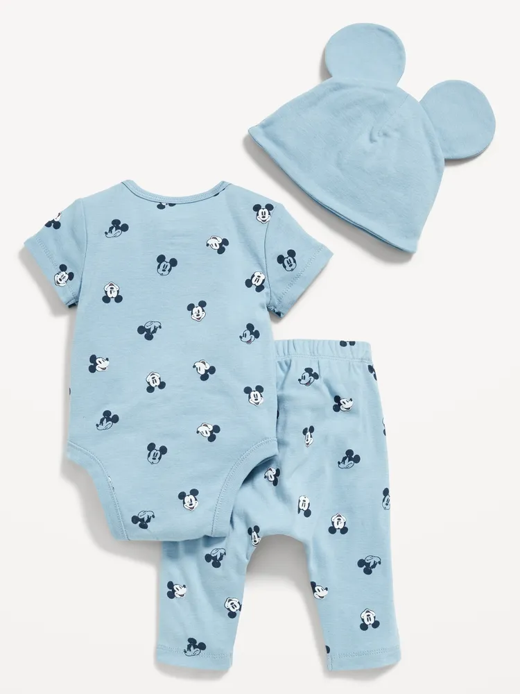 Unisex Disney© Mickey Mouse 3-Piece  Bodysuit, Pants & Hat Layette for Baby