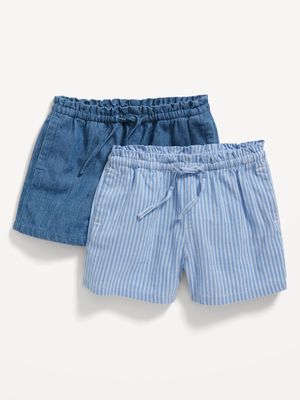 Ruffled Chambray Pull-On Shorts 2-Pack for Toddler Girls