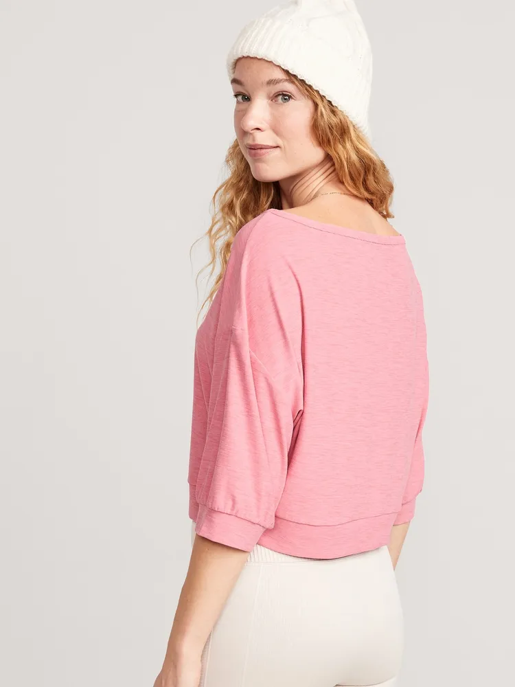 Old Navy Breathe ON Cropped Elbow-Sleeve Performance Top for Women