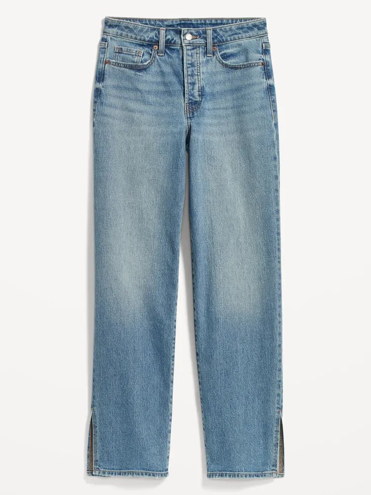 High-Waisted OG Loose Side-Slit Jeans for Women