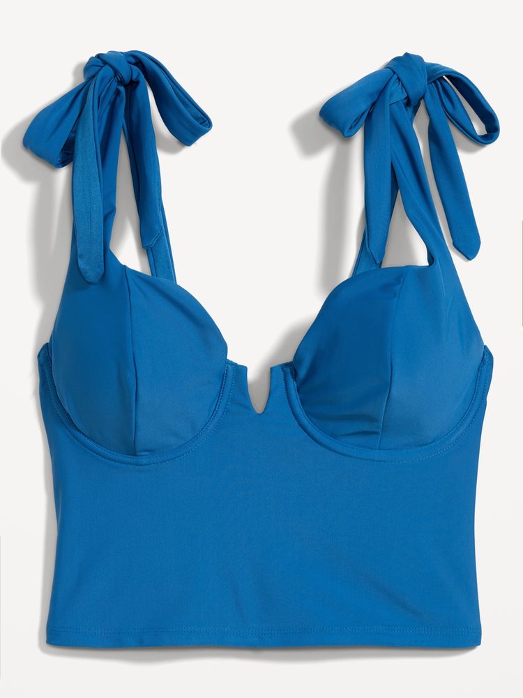 Tie-Shoulder Underwire Tankini Swim Top