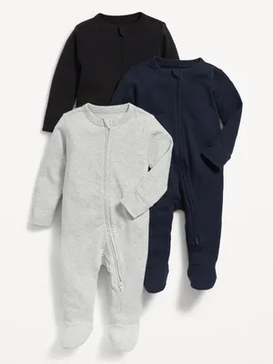 Unisex 3-Pack Sleep & Play 2-Way-Zip Footed One-Piece for Baby