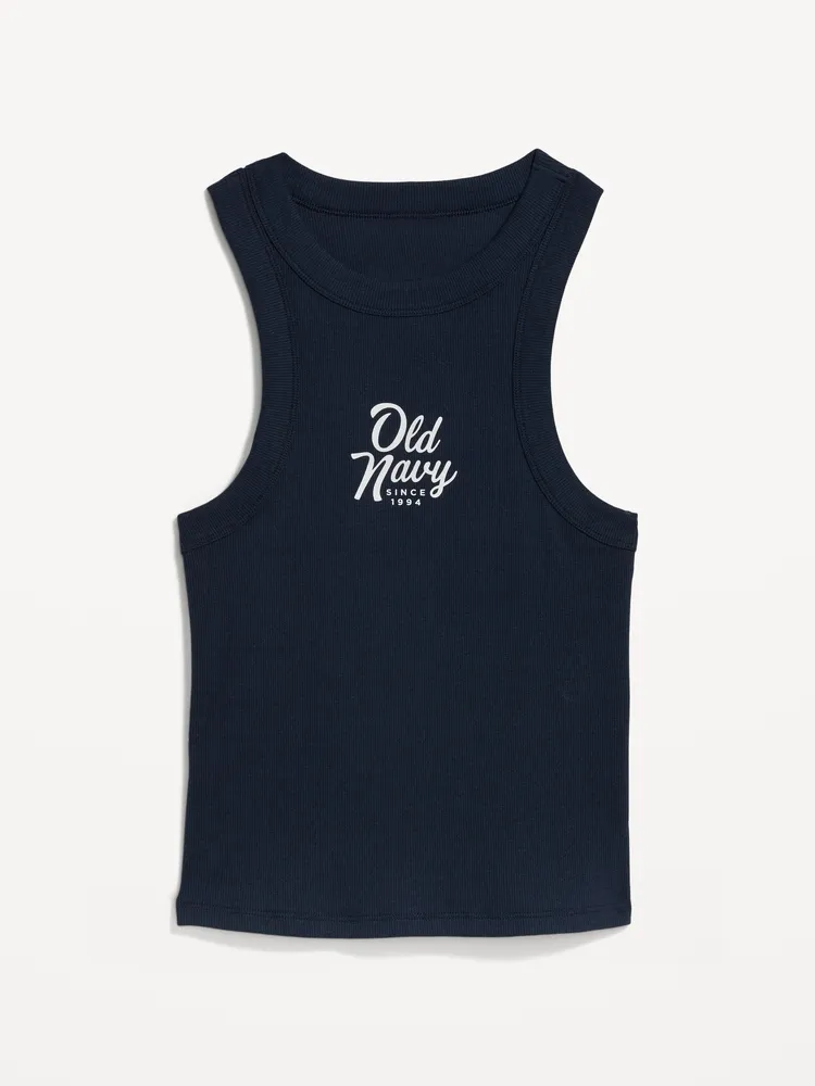Old Navy Logo Graphic Rib-Knit Cropped Tank Top for Women