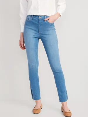 Extra High-Waisted Rockstar 360° Stretch Super-Skinny Cut-Off Side-Split Jeans for Women