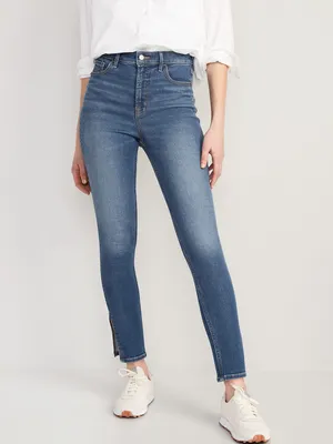 Extra High-Waisted Rockstar 360° Stretch Super-Skinny Side-Slit Jeans for Women