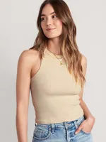 Striped Rib-Knit Crop Tank Top