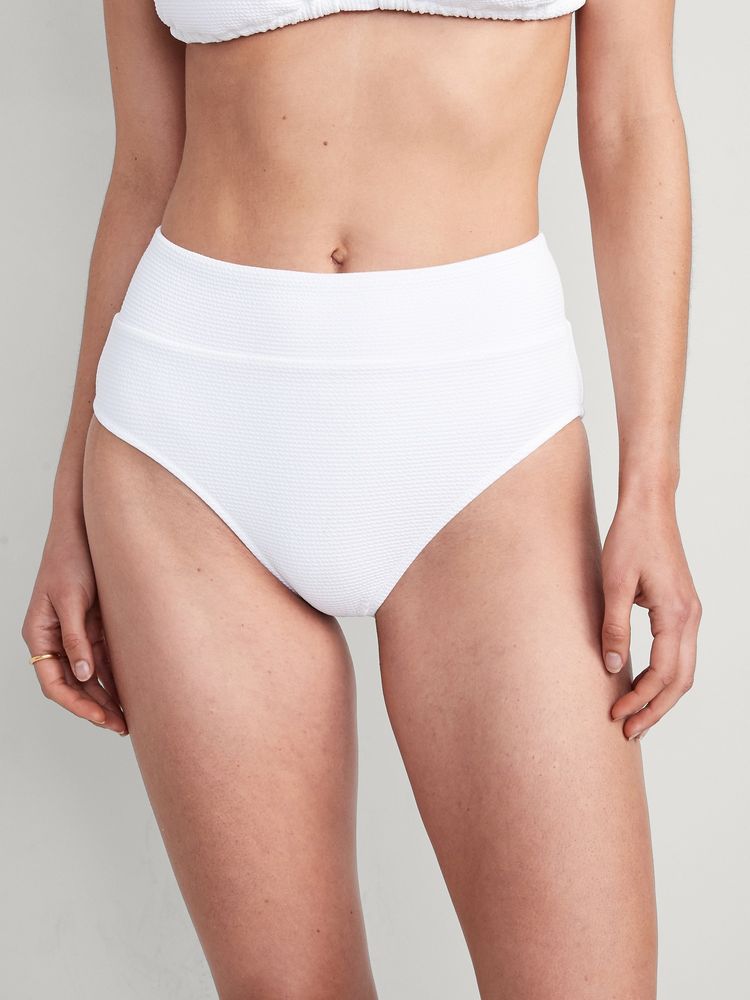 High-Waisted Pucker Classic Bikini Swim Bottoms